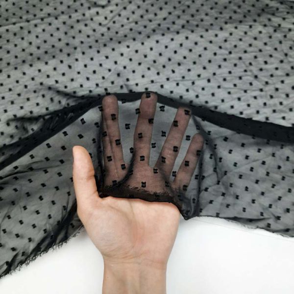 Black spotted silk fabric 01