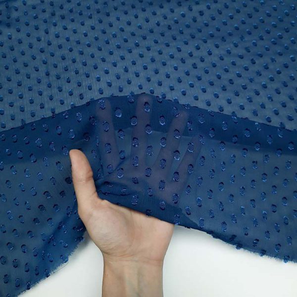 Blue spotted silk fabric 01