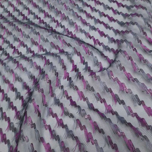 پارچه ژاکارد ارگانزا نخستین رنگ بنفش-پارچه مینل