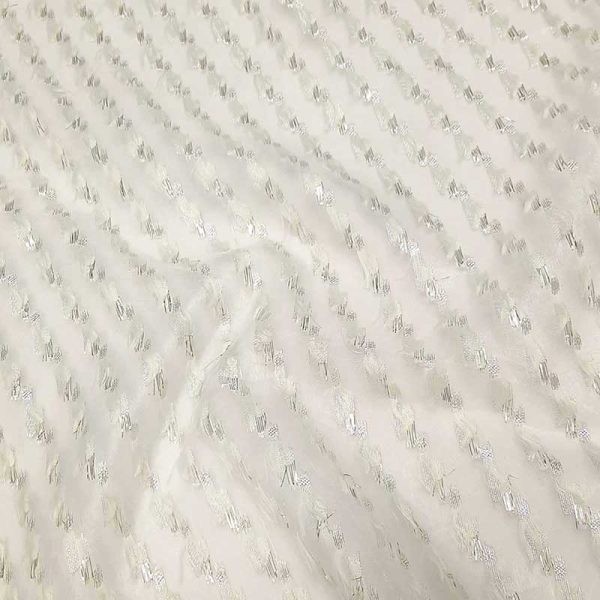 پارچه ژاکارد ارگانزا نخستین رنگ سفید-پارچه مینل